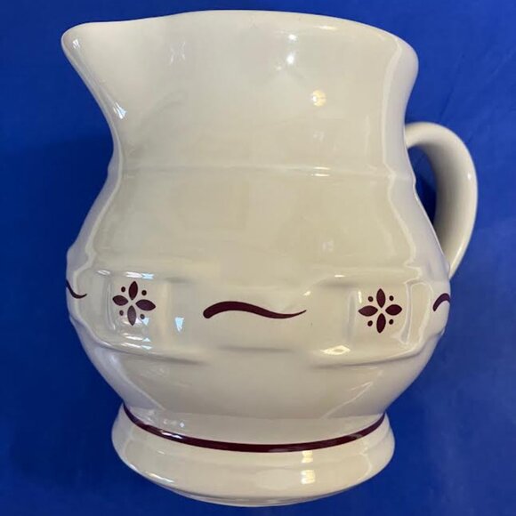 Longaberger Pottery 32 oz. Pitcher Woven Traditions Red - Picture 2 of 13
